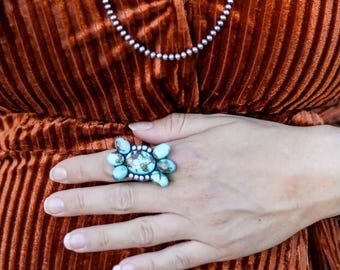 Vail Turquoise Ring | Turquoise ring, western statement ring, cowgirl ring, faux turquoise ring, large turquoise ring, adjustable ring