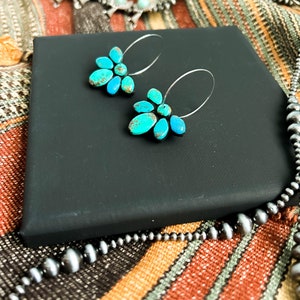 Bisbee Hoops |Turquoise concho hoop earrings, western hoop earrings, turquoise and silver hoops, faux turquoise, western clay earrings