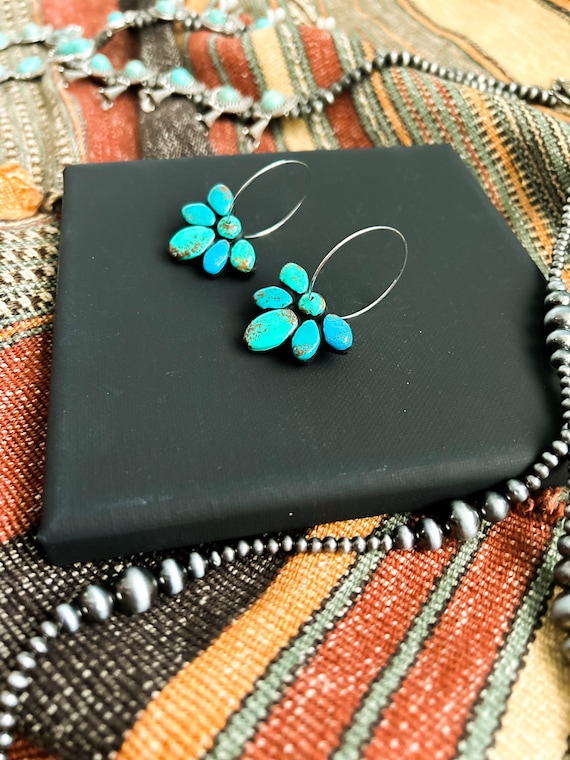 Bisbee Hoops |Turquoise concho hoop earrings, western hoop earrings, turquoise and silver hoops, faux turquoise, western clay earrings