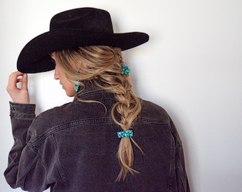 Prescott hair clip /  turquoise hair pin, turquoise hair clip, Western wedding hair piece, western hair clip, western hair accessories