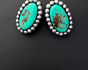 Pima Turquoise studs, Statement turquoise studs, faux turquoise stud earrings, western turquoise studs, western earrings, clay earrings