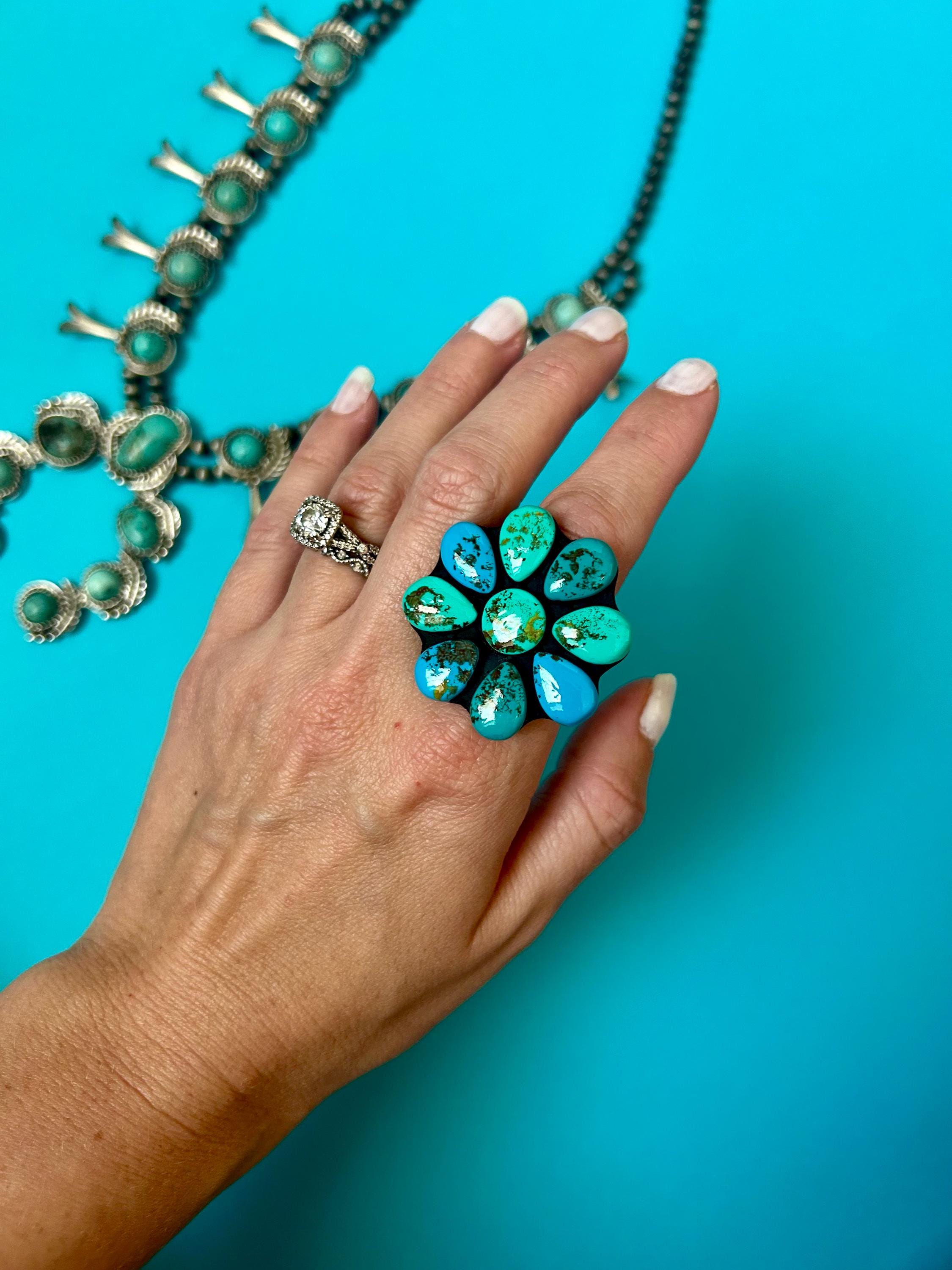 Queen Creek Turquoise Ring | Turquoise Ring, Western Statement Ring ...