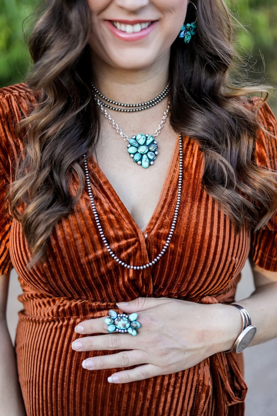 brown dress with turquoise jewelry Mendoza Mocha Plunge Maxi Dress main image 0
