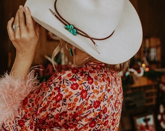 Kingman turquoise hat band, clay hat band, western hat band, western bride hat band, boho western hat, hat bolo tie hat band