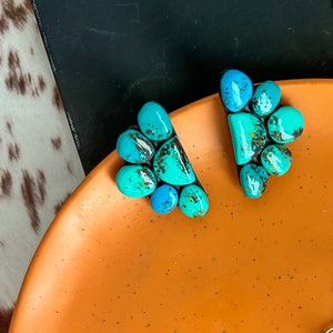 Kingman Earrings / Turquoise stud earrings, Turquoise clay earrings, Western Earrings, Western bridal earrings, turquoise jewelry, southwest