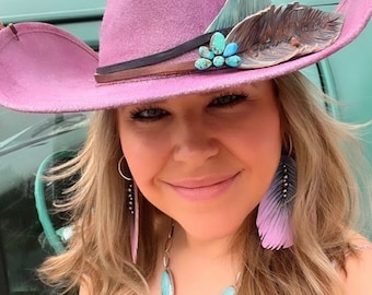 Bisbee hat pin, turquoise stone hat pin, turquoise clay pin, turquoise stick pin, turquoise concho pin, concho hat pin, western hat pin