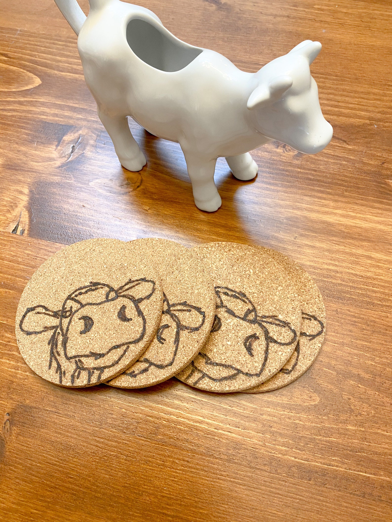 Set of 4 Cow Cork Coasters Etsy