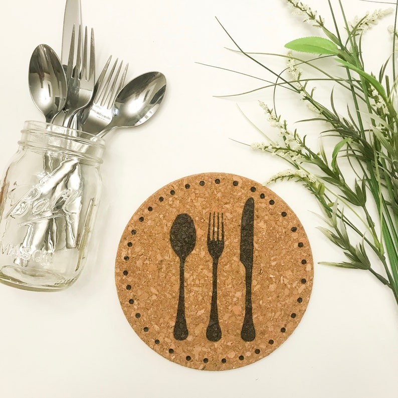 Kitchen Utensil Cork Trivet Etsy