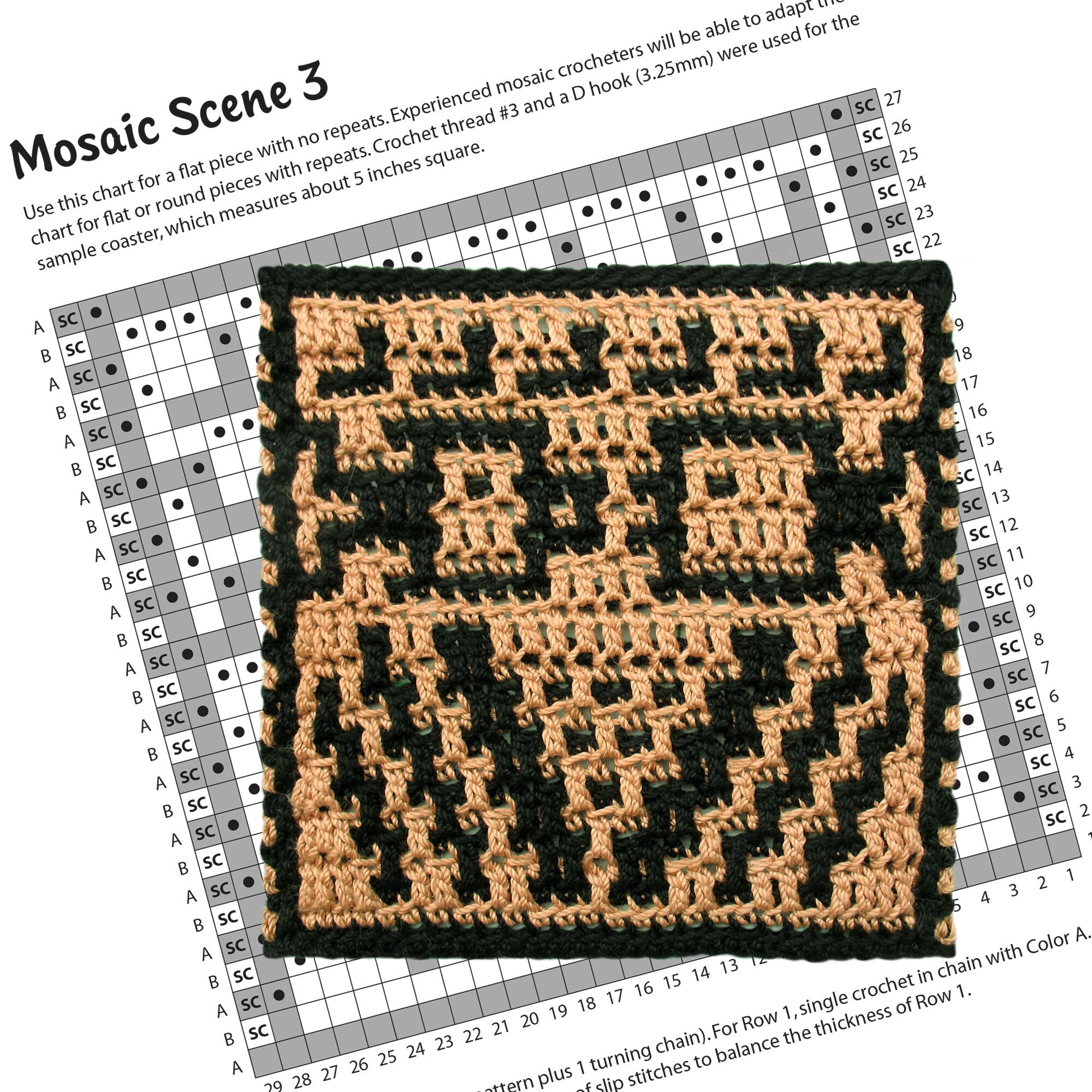 PATTERN Mosaic Crochet Charts Only Nature Coaster Set Etsy