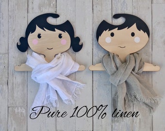 Baby scarf, neutral linen scarf, linen lightweight scarf, linen scarf for kids, natural eco friendly scarf, softened linen summer scarf
