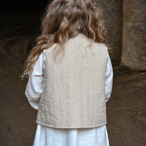 Padded linen vest for Kids, Quilted vest, Warm waistcoat image 2