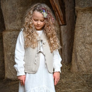 Padded linen vest for Kids, Quilted vest, Warm waistcoat image 4