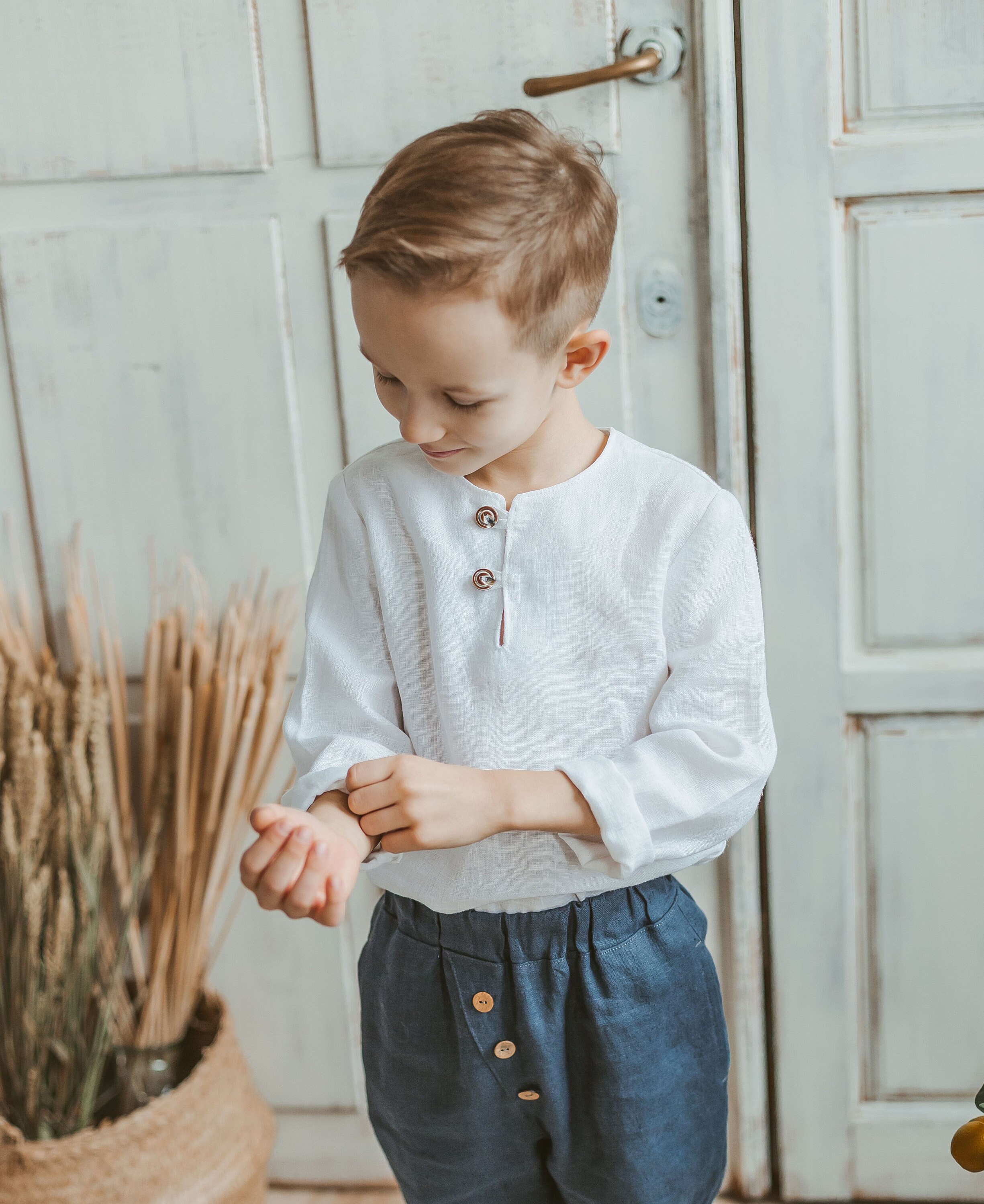 White Shirt Linen for Toddler Boys Linen Shirt With Buttons Etsy