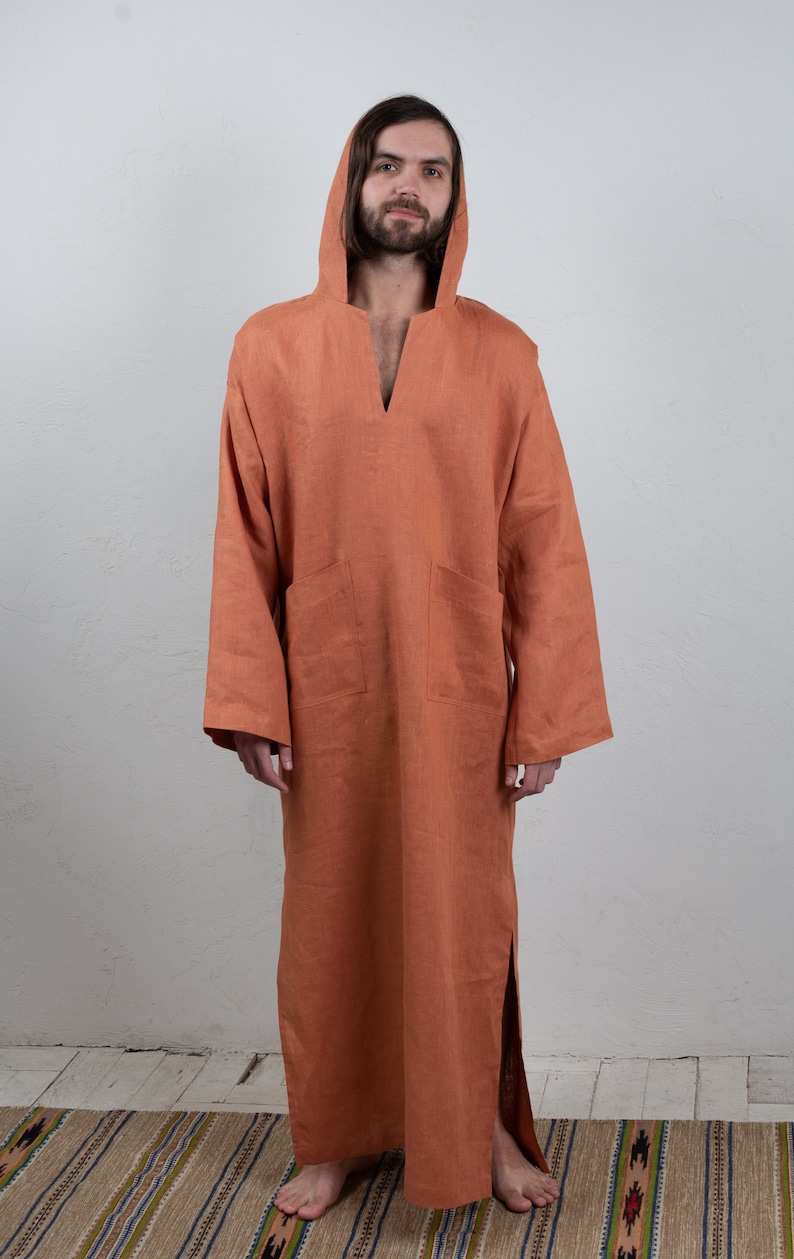 Linen Kaftan Men Baggy Caftan Robe Kaftan Long Sleeves Etsy