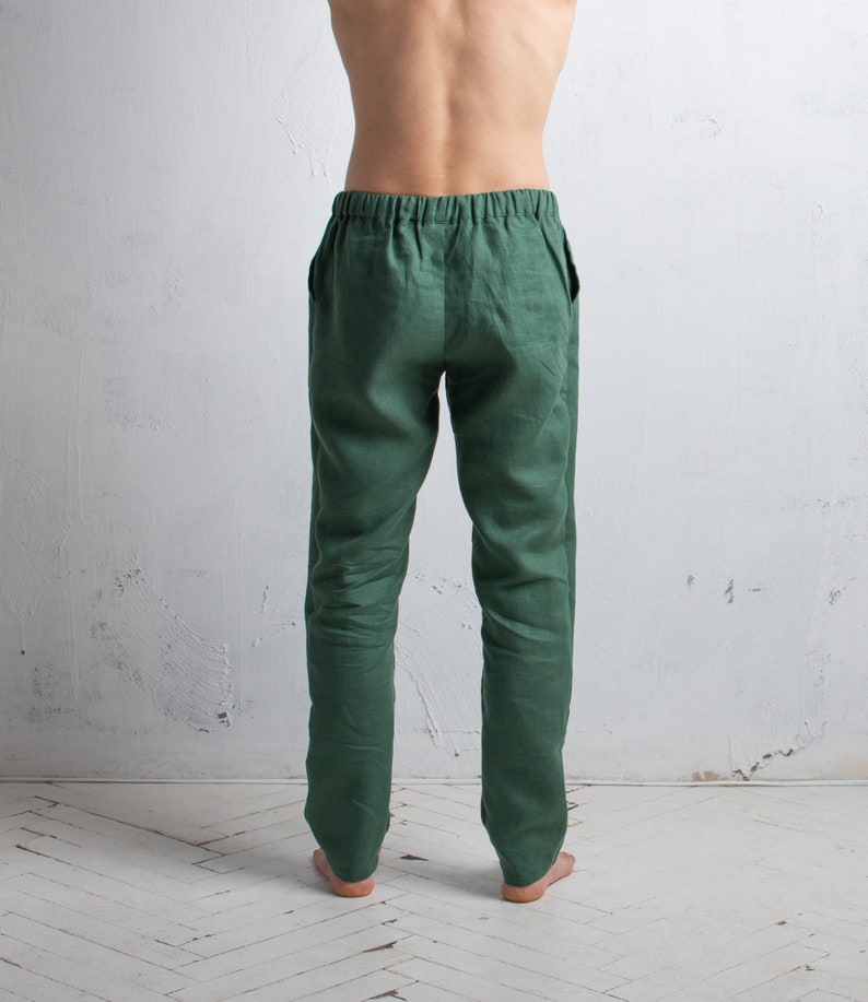 mens linen drawstring pants gap