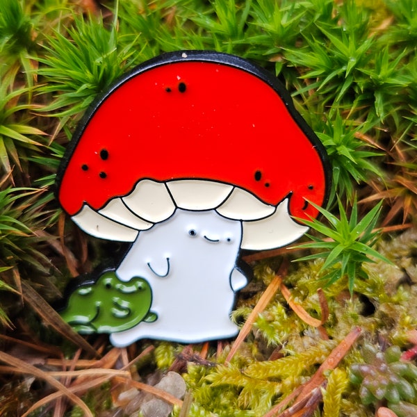 Cute Mushroom & Frog Badge Pin