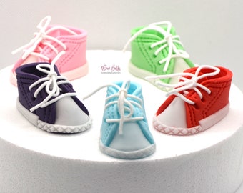 Cake Topper Cake Decoration Fondant Figures Baby Shoes Chucks Girl Boy Baptism Birthday Baby Shower Birth Red Light Green Purple Pink Blue