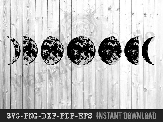 Svg Moon Phases Png Dxf Pdf Eps Cutting Files Moon Phases Etsy