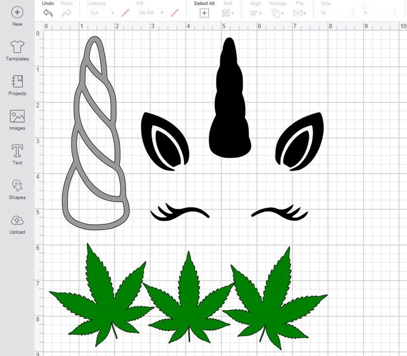 Download Unicorn with Weed Leaf Crown SVG cutting files png dxf pdf | Etsy