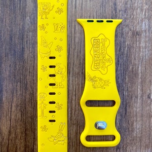 SpongeBob Square Pants Silicone Engraved Watch Band | Apple Watch Band | Stocking Stuffer | Christmas Birthday Gift Ideas | White Elephant