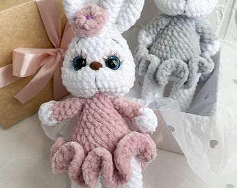Crochet Ballerina Bunny Doll, Stuff Animal Amigurumi Bunny Toy, Knit Princess Rabbit, Ballet lover gift, nursery decor