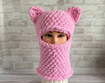 Balaclava knit cat Custom Balaklava Adult hooded scarf cowl women snood helmet