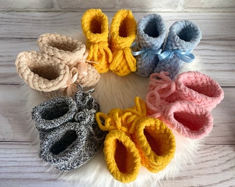 Botitas de bebé tejidas a crochet, pantuflas de bebé, botitas para recién nacidos, zapatos suaves para bebé, regalo para recién nacido, regalo para baby shower