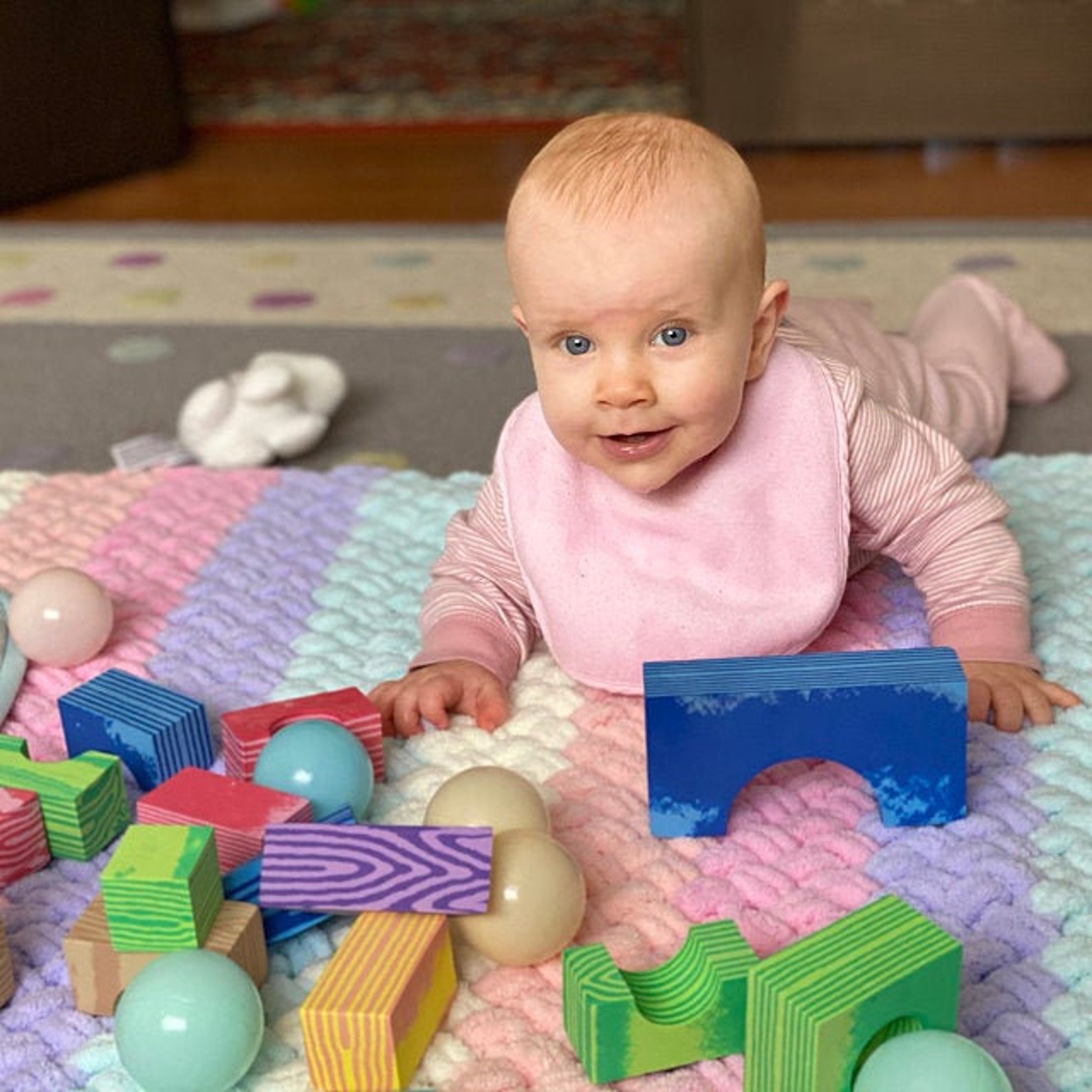 Rainbow Baby Blanket Crochet Baby Blanket Plush Plaid Etsy