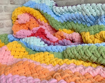 Crochet baby blanket, Rainbow baby blanket, Multicolor striped bright blanket, Baby shower gift, Gift for newborn