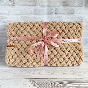 Grobstrick gehäkelte Babydecke, Braun gestrickte Decke, Geschenk für Neugeborene, Baby-Dusche-Geschenk