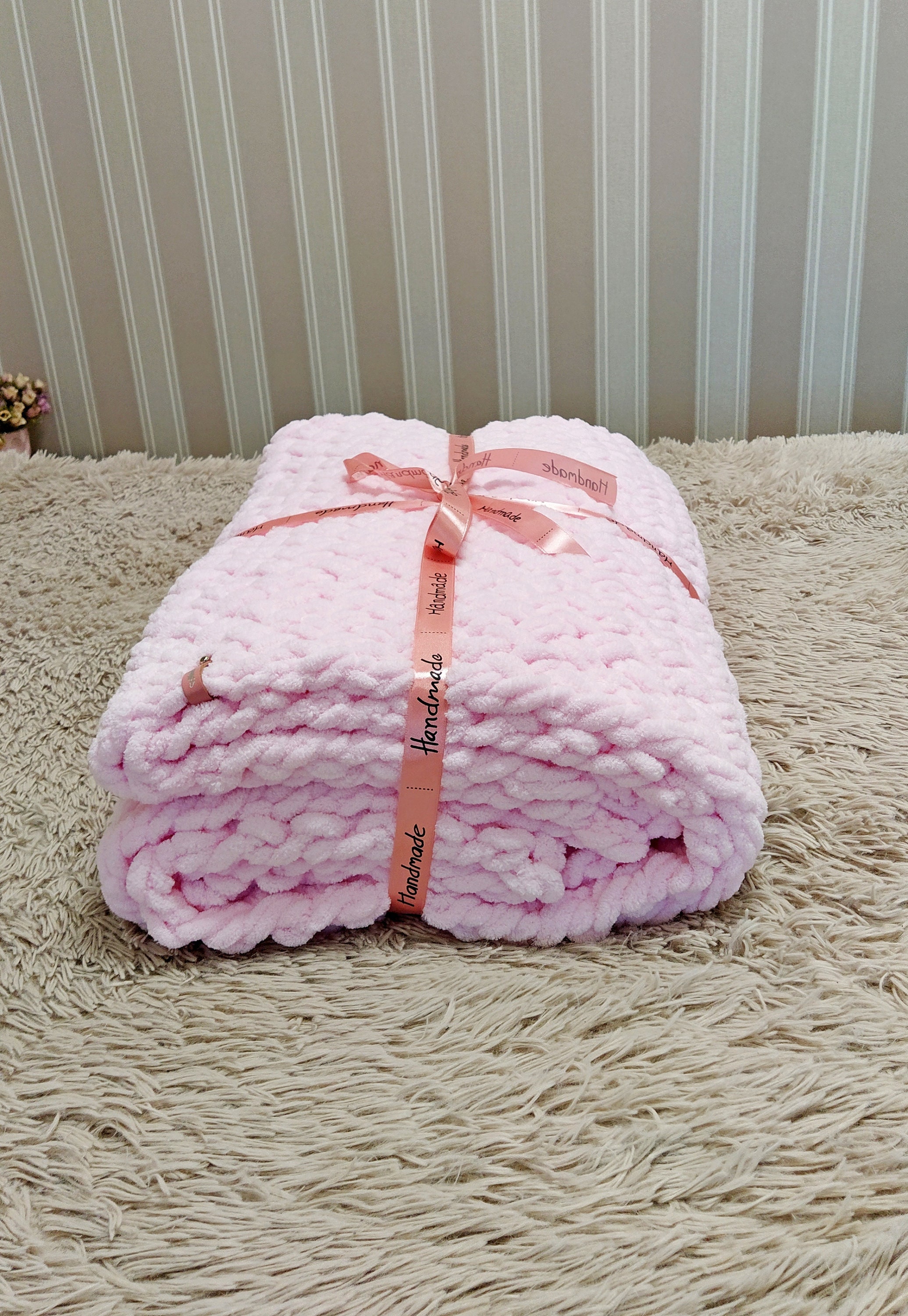 Pink Baby Blanket, Crochet Baby Blanket, Car Seat Blanket, Pink