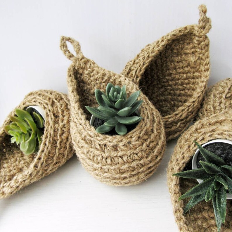 Hanging planter crochet pattern Succulent plant pot cover Etsy