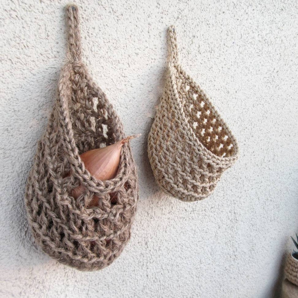 Crochet Hanging Basket Pattern Jute Basket for Onion and Etsy