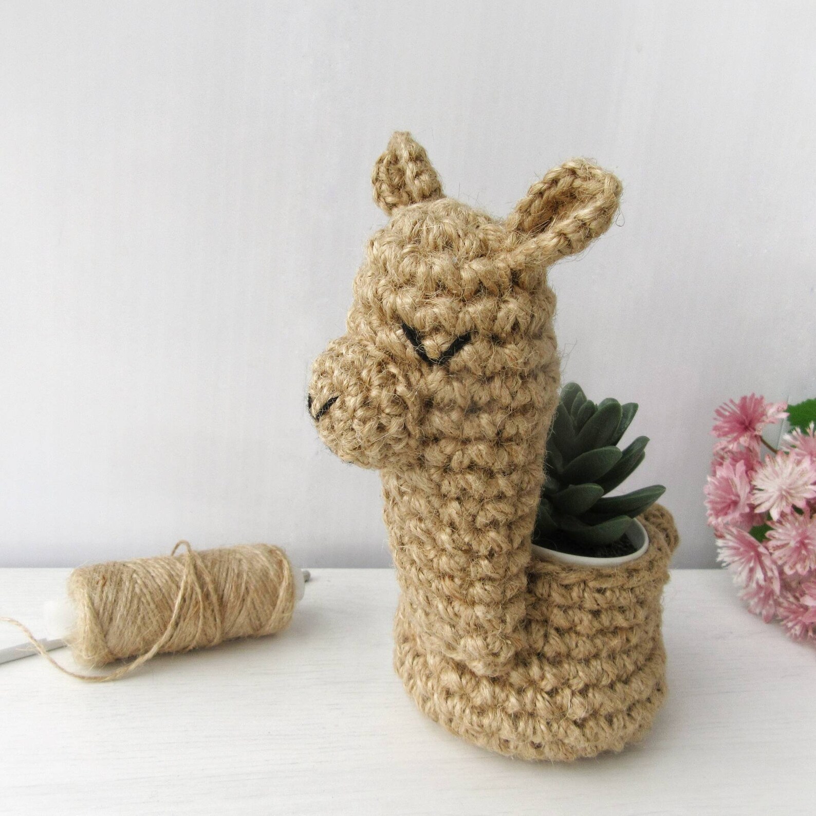 Llama Planter Jute Basket for Plants Llama Gifts Alpaca Etsy
