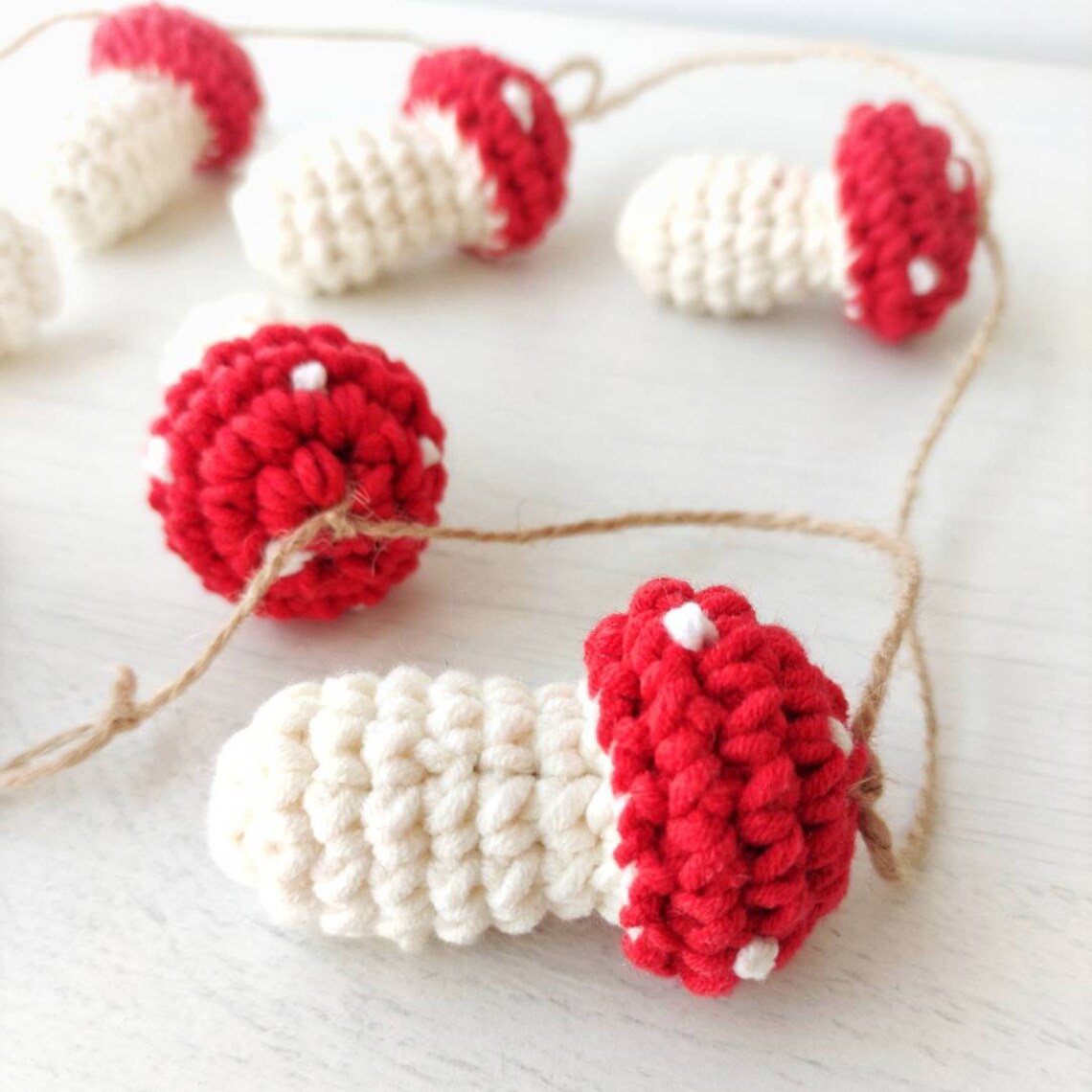 Mushroom Garland Toadstool Crochet Garland Christmas Etsy