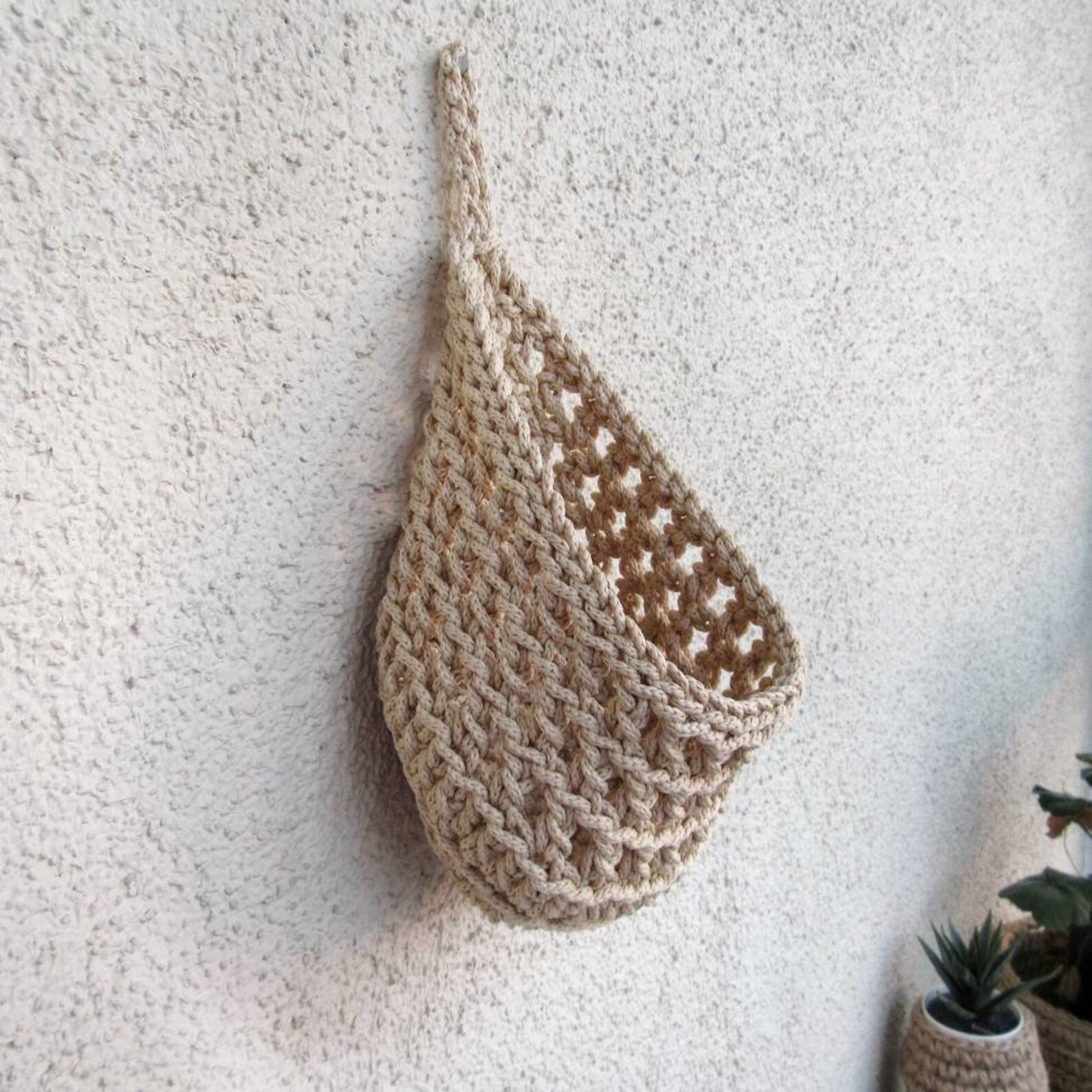 Crochet Hanging Basket Pattern Jute Basket for Onion and Etsy