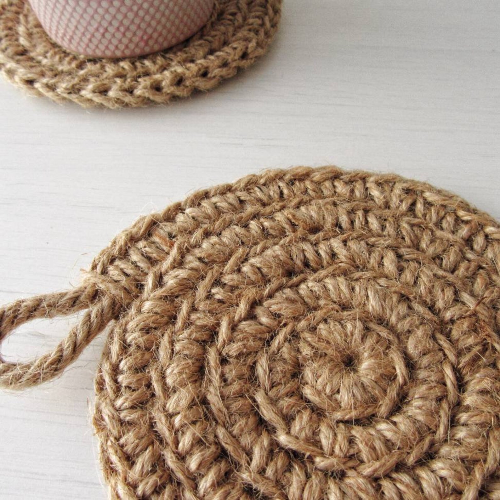 Jute Woven Round Coaster Set of 26 Hanging Rustic Farmhouse Etsy