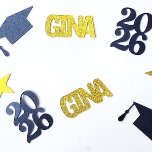 Graduation Confetti, Graduation Party Decorations, 2026 Graduation Confetti, Personalized Name Confetti, 2026 Confetti, Navy Blue and Gold