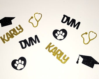 Veterinarian Graduation Confetti, Graduation Party Decorations, Vet Graduation Confetti, Personalized Name Confetti, Veterinarian Gift