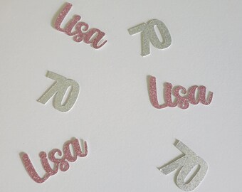 70th Birthday, 70th Birthday Decoration, 70th Birthday Confetti, Rose Gold Birthday Confetti, Silver Birthday Decoration, Party Decor