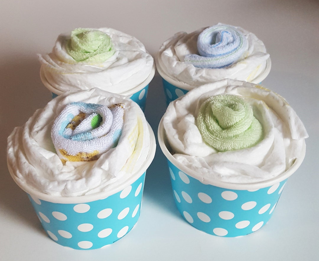 Diaper Cupcakes Diaper Cupcake Gift Set Newborn Boy Baby Etsy
