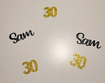 30th Birthday, 30th Birthday Decoration, 30th Birthday Confetti, Black and Gold Confetti, Personalized Birthday Decoration, Party Decor