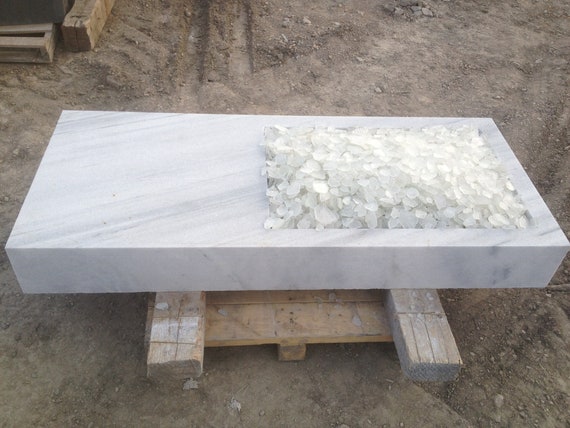 Volakas White Marble Fire Pit Table Etsy