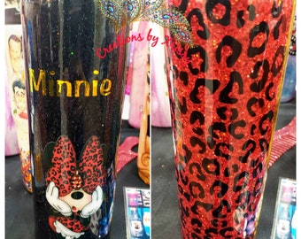 Minnie leopard 20oz skinny stainless steel tumbler