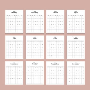 2022 2023 Calendar Printable Calendar Portrait Monthly - Etsy