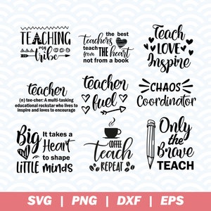 Teacher Svg Bundle, Teacher Quotes, Teacher Svg, Teacher shirt svg, School Svg, Cuttable Design, Silhouette & Cricut, INSTANT DOWNLOAD