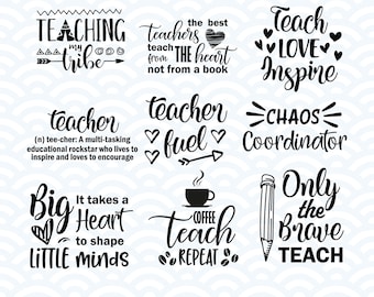 Teacher Svg Bundle, Teacher Quotes, Teacher Svg, Teacher shirt svg, School Svg, Cuttable Design, Silhouette & Cricut, INSTANT DOWNLOAD