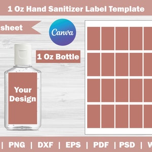 1 Unze Handsanitizer Label Vorlage, SVG, Eps, Dxf, Pdf, Png, Psd, 8,5 "x 11" Blatt, bedruckbar, Hand Sanitizer Blank Vorlage svg