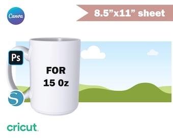 15oz mug template, Canva Mug Template, Sublimation Mugs Template, Drag and Drop, Canva Template, Mug template,