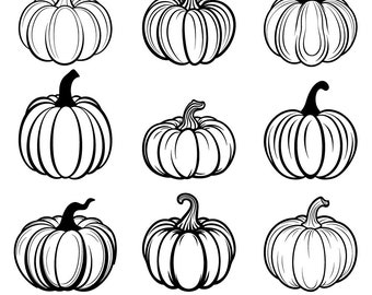 Pumpkin SVG Bundle, Pumpkin Outline Svg, Pumpkin Svg For Cricut, Outlined Pumpkins Svg, Pumpkin Line Art, Pumpkin Png, Halloween Svg,